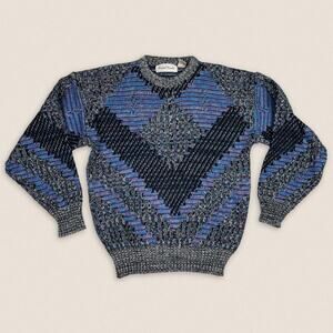 Vintage 90s Grandpa Sweater crew neck geometric Michael Gerard Size Medium